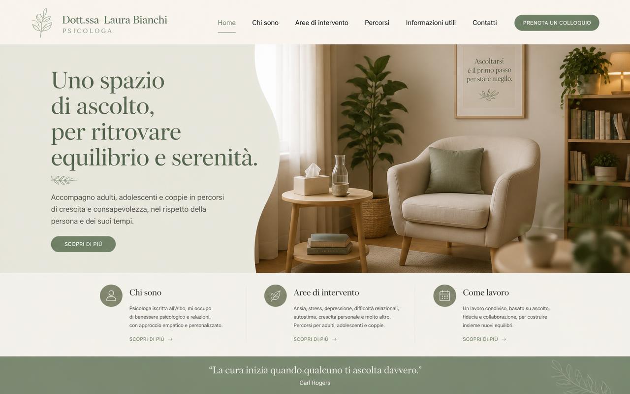 Anteprima del sito demo per psicologa