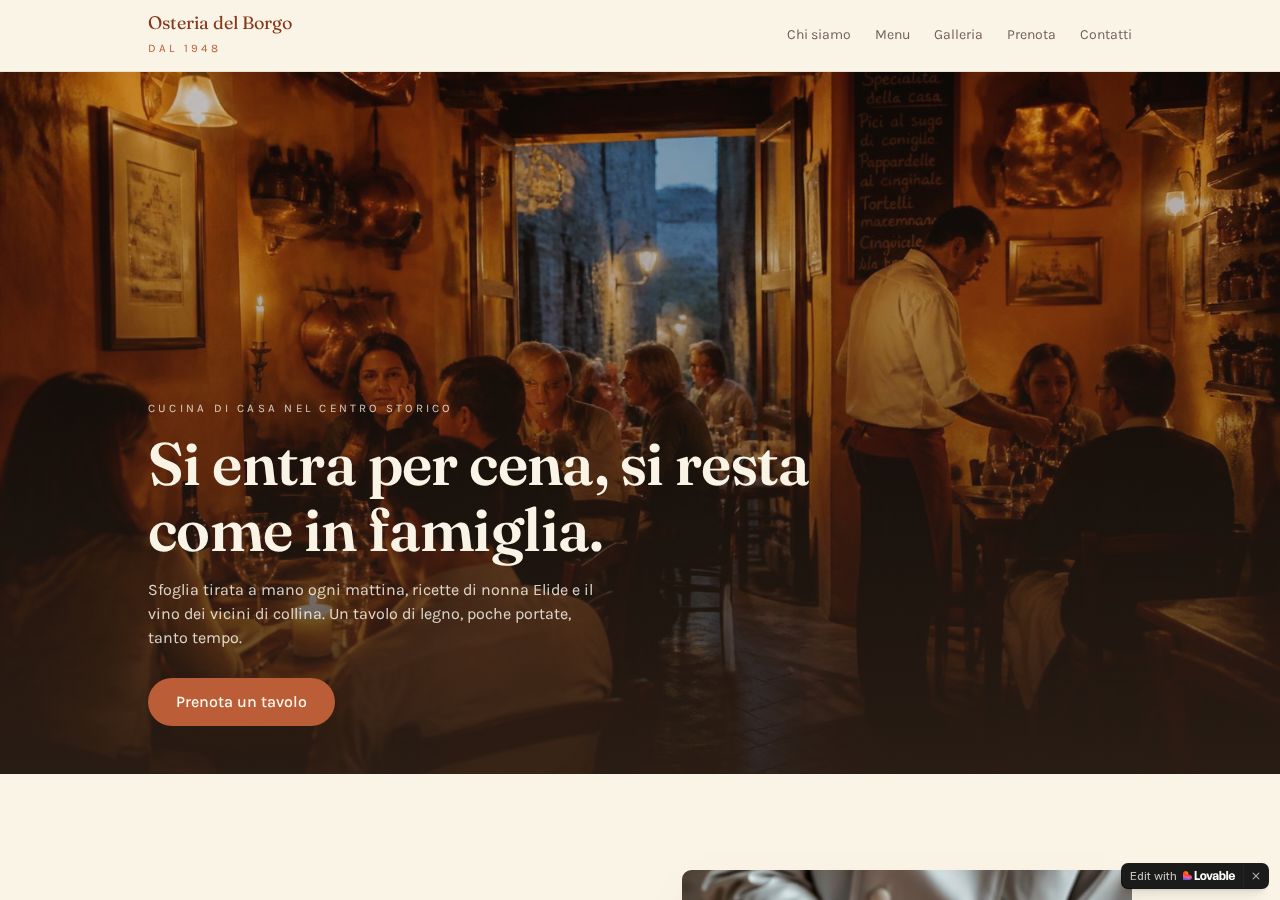 Anteprima del sito demo per ristorante